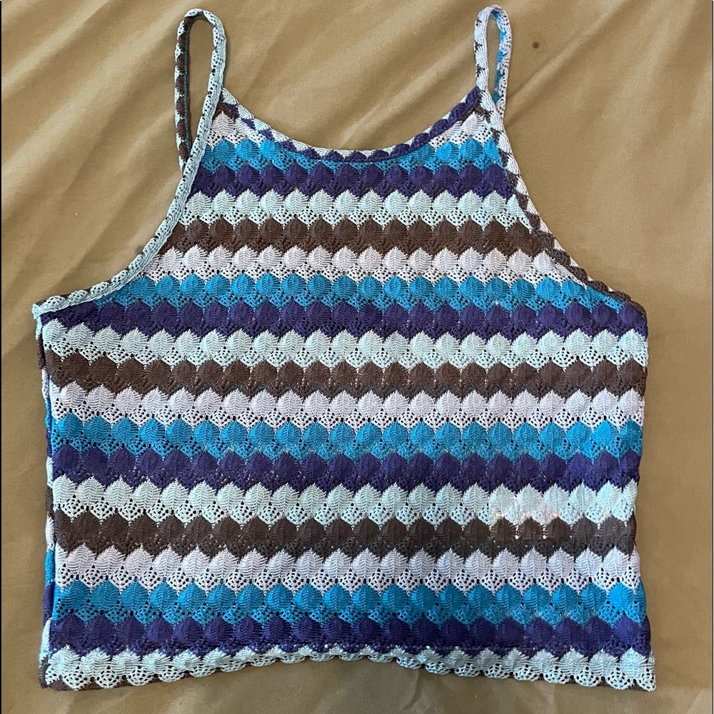 Blue gradient cropped tank
